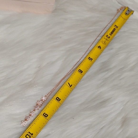 NIB Rose Gold Over 925 Sterling Silver Dazzling Drop Star Cluster Necklace W Box - Picture 10 of 14